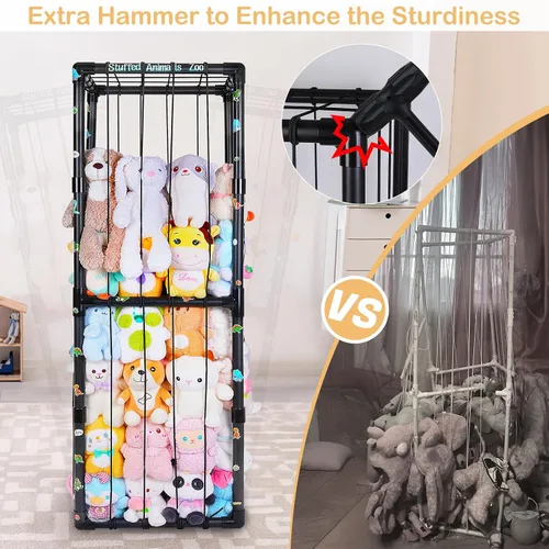 Vista 2 de FIOBEE Almacenamiento de animales de peluche, zoológico, tubo de PVC grueso, organizador de almacenamiento de juguetes con banda elástica, soporte