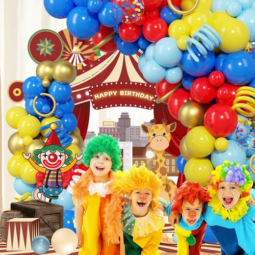 Vista 7 de PERPAOL 150 guirnaldas de globos rojos, amarillos y azules, globos de látex metálicos mixtos de confeti para cumpleaños, ducha, carnaval, circo