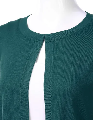 Vista 3 de Cárdigan abierto de punto tipo bolero de manga 34 para mujer (S-XL)