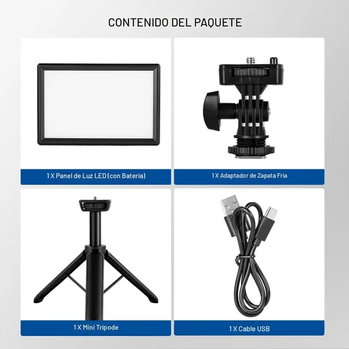 Vista 8 de NEEWER Panel de luz de video LED de 9" regulable con iluminación suave para cámara DSLR con mini trípode de escritorio, puertos USB tipo C
