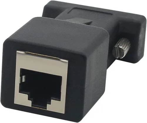 Vista 4 de Adaptador convertidor extensor VGA Cat5/Cat6/RJ45, DB9 9 pines VGA 9 pines macho a RJ45 hembra, conector de cable de red 2 unidades DB9 macho a RJ45