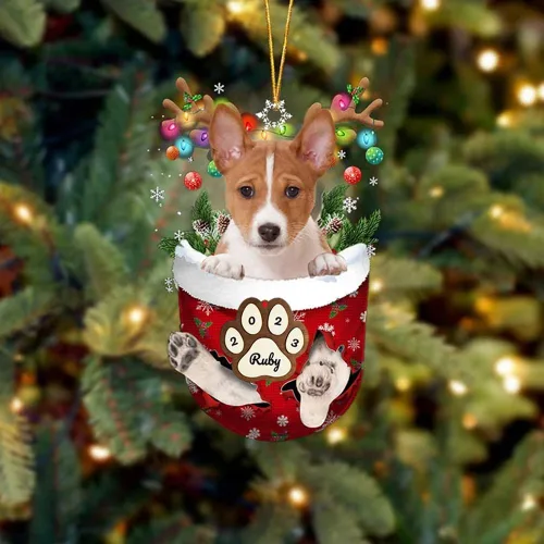 Vista 115 de Adornos personalizados de Pug cervatillo – Decoración personalizada para árbol de Navidad con patas de bolsillo de nieve