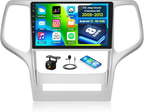 Vista 9 de [4 núcleos+64G] Android 13 Car Stereo para Jeep Grand Cherokee WK 2008-2013 9 Inch Touch Screen Car Radio with Wireless Carplay&Android Auto