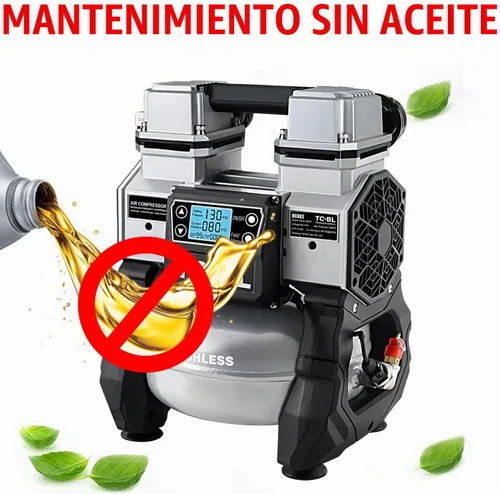 Vista 9 de TC·BL Compresor de aire portátil, 110V, silencioso, pequeño, ligero y sin aceite con tanque de aluminio de 5L