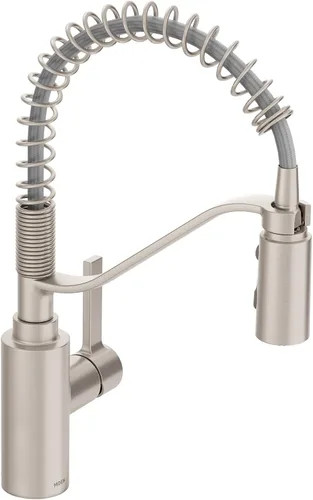 Vista 14 de Moen Genta LX - Grifo de resorte con potenciador de potencia, grifo de cocina moderno con un mango, enjuague previo, fácil instalación, cromo, 5926