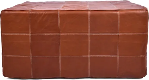 Vista 13 de Marrakesh Gallery - Funda de puf marroquí, otomana redonda y grande de piel, decoración bohemia para sala de estar, reposapies, sin relleno