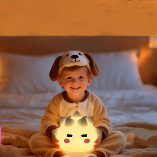 Vista 8 de Luz nocturna monstruosa para niños, 7 modos de color y lámparas de luz controladas por voz, bonita luz nocturna portátil de silicona recargable