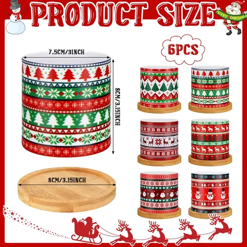 Vista 2 de Tioncy 6 macetas de Navidad de 3.15 pulgadas, suéter feo de Navidad, macetas de plástico para suculentas con drenaje y bandeja para plantas