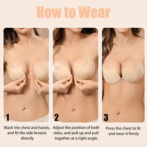 Vista 3 de Actualización 2023 Sujetador adhesivo Push Up Sujetador reutilizable Adhesivo Sujetador Invisible Lift Petals Stick on Bra para mujer