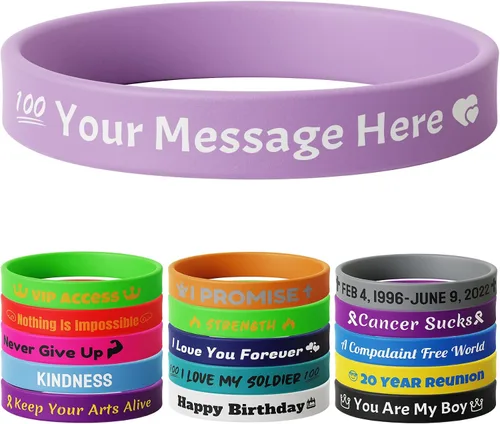 Vista 31 de 10-2000 piezas de pulseras de goma personalizadas con texto - Pulseras de silicona personalizadas a granel para conciencia, eventos, apoyo, regalos