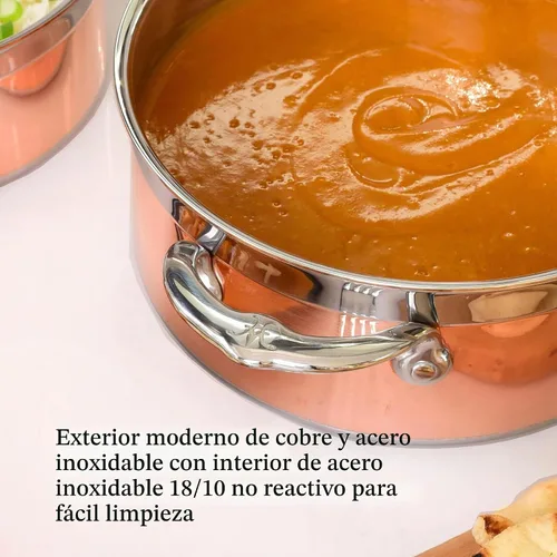 Vista 8 de Hestan - Colección CopperBond - Olla de sopa de cobre 100% puro, compatible con placa de inducción, 3 cuartos de galón