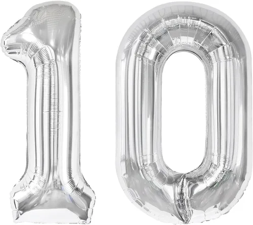 Vista 289 de Globo negro de 40 pulgadas con números del 0 al 9 (cero-nueve), globo de cumpleaños de gran tamaño, globo de helio de aluminio con números grandes