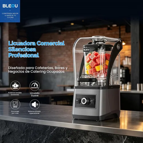 Vista 2 de Bleou Licuadora comercial de batido de 1680 W con marcación rápida y pulso