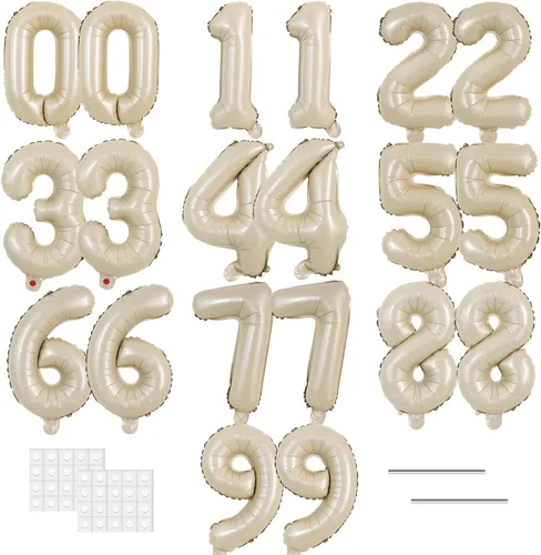 Vista 11 de TONIFUL Globos grandes de 50 pulgadas con números dorados del 0 al 9, globo digital grande de Mylar número 8 digital ocho para fiestas
