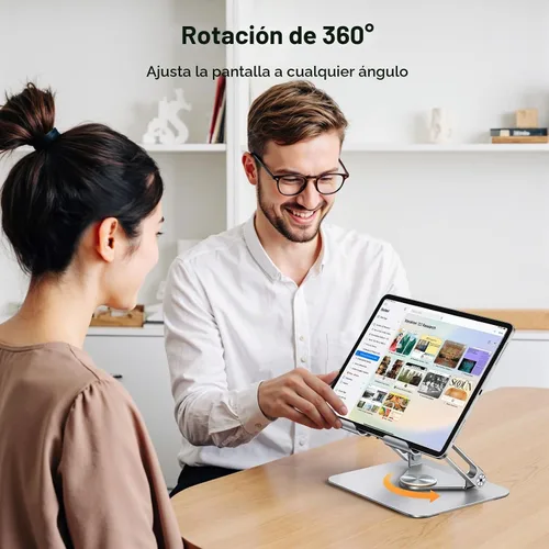 Vista 5 de UGREEN - Soporte para tablet para escritorio con base giratoria de 360°, soporte de aluminio de doble varilla ajustable, accesorios para el hogar