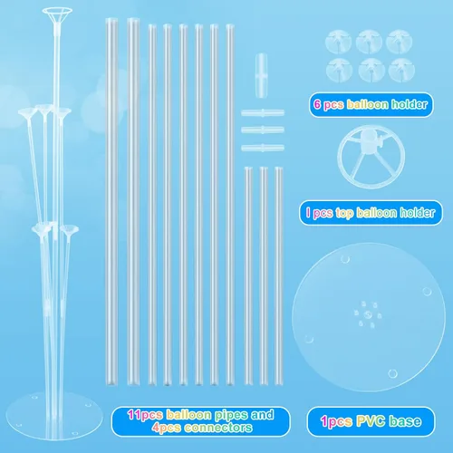 Vista 3 de Kit de soporte para globos, 4 juegos de soporte de arco de globos con base y palos para globos para mesa de Navidad, graduación, boda, cumpleaños