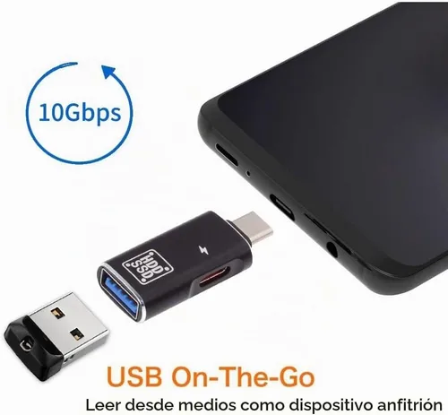Vista 8 de CY Adaptador 10Gbps USB-C Tipo-C a USB 3.0 hembra OTG y DC 5V convertidor de potencia para tableta teléfono