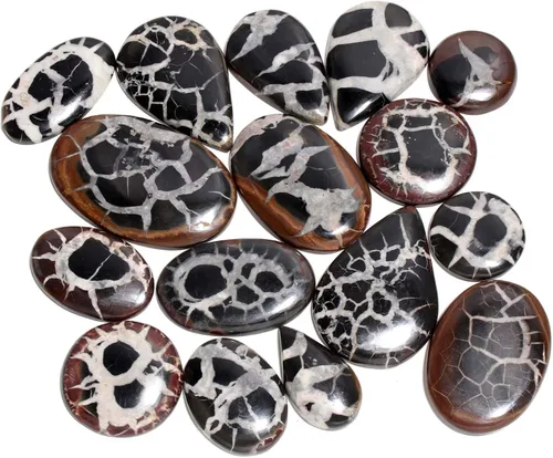 Vista 2 de Cabujón negro natural de las piedras preciosas septarianas al por mayor, joyería que hace piedras preciosas sueltas alta mano pulidas cristales