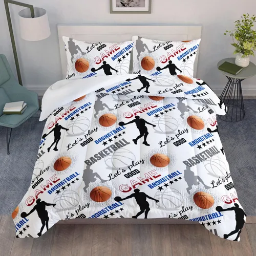 Vista 13 de AILONEN Juego de edredón de béisbol tamaño individual, juego de ropa de cama para niños, cama deportiva para niños en una bolsa, 1 juego de edredón