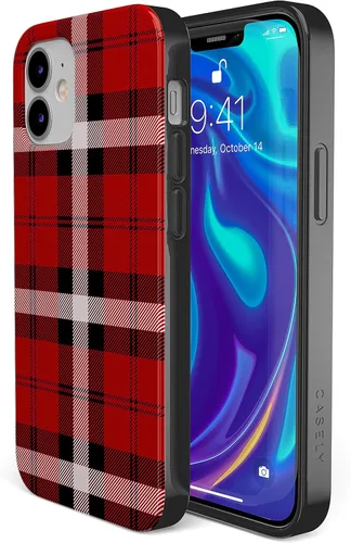 Vista 3 de Funda Casely Compatible con iPhone 11 Como si! Funda de cuadros rojos