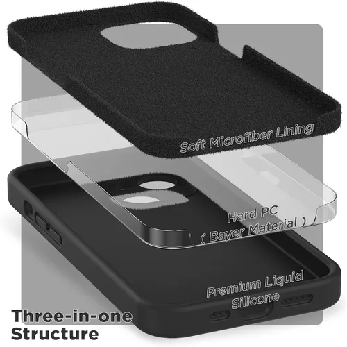 Vista 5 de SURPHY Funda para iPhone 14 Plus con Protector de Pantalla y Protección de Cámara, Funda de Teléfono de Silicona Líquida con Forro de Microfibra