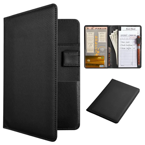 Vista 60 de CoBak Libreta para servidores de alta calidad: organizador de cartera de camarero de 5.12 x 7.91 pulgadas en piel auténtica, con 8 bolsillos