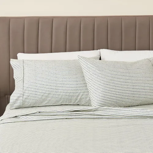 Vista 21 de Juego de sábanas de microfibra con rayas de 3 piezas tamaño individual - Sábanas y fundas de almohada de ropa de cama ultra suaves y cepilladas