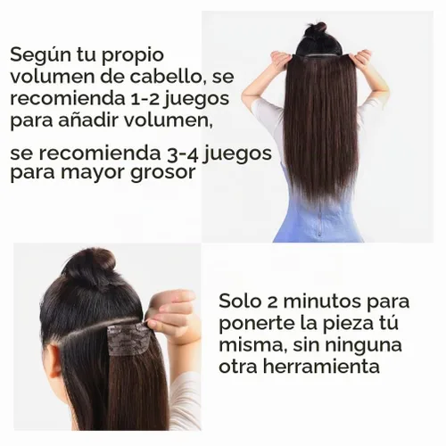 Vista 4 de Winsky - Extensiones de cabello humano real Remy - Una pieza azul balayage, extensiones de cabello con clip, 70 gramos para mujer