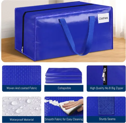 Vista 3 de BlissTotes Bolsas de mudanza, suministros de mudanza resistentes y bolsas de almacenamiento, bolsas de embalaje extragrandes, cajas con bolsillos