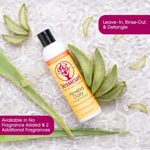 Vista 4 de Jessicurl Aloeba - Acondicionador diario para cabello rizado, lavanda cítrica, acondicionador sin enjuague de 32 onzas líquidas y solución