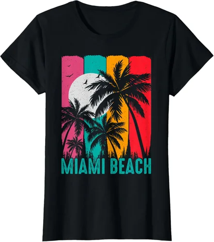 Vista 41 de Camiseta Miami Beach, Negro, S
