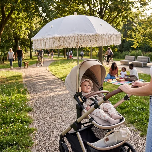 Vista 4 de Sombrilla para bebé al aire libre, sombrilla con abrazadera ajustable, sombrilla para niños pequeños para silla de ruedas, silla de playa