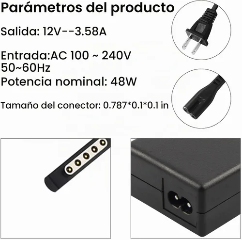 Vista 2 de Cargador adaptador de CA de 48 W 12 V 3.58 A para Microsoft Surface Pro 2 Surface Pro 1 Surface RT, no para suface Pro5 Pro4 Pro3 GO GO2 GO3