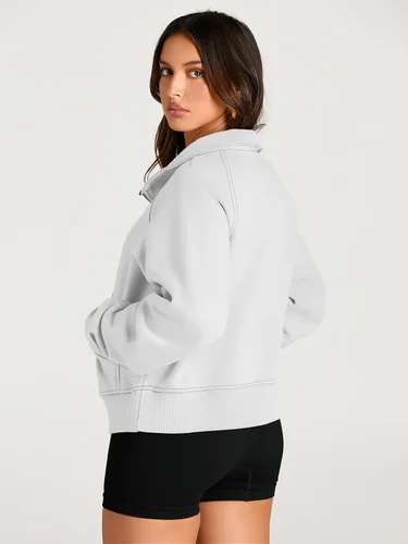 Vista 5 de AUTOMET Womens Sweatshirts Half Zip Cropped Pullover Fleece Quarter Zipper Hoodies Fall outfits Clothes Thumb Hole