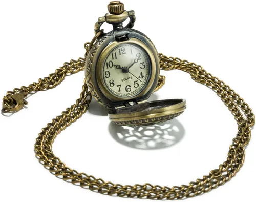 Vista 4 de SEWOR Delicado colgante reloj de bolsillo de cuarzo verde esmalte flor bronce caso, Verde, Movimiento de cuarzo
