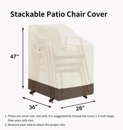 Vista 6 de Easy-Going Funda para Silla Apilable de Exterior Resistente, Funda para Silla de Patio Impermeable, Funda para Muebles de Exterior Resistente al