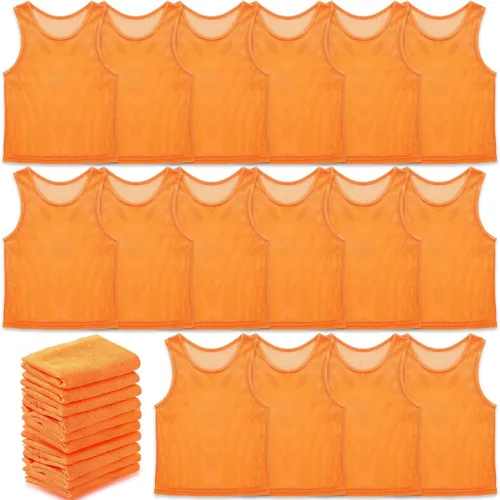 Vista 9 de Sintege 24 piezas de malla de nailon Scrimmage Team Practice Chalecos Pinnies Jerseys para niños Jóvenes Deportes Baloncesto Fútbol Fútbol