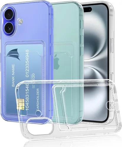 Vista 19 de Funda transparente compatible con iPhone 14 Pro con ranura para tarjetero, a prueba de golpes, funda protectora de silicona suave y delgada, funda