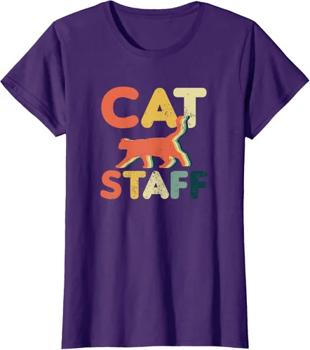 Vista 10 de Cat Servant Design Vintage Retro Staff Gift T-Shirt for Men Women