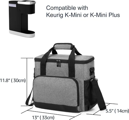 Vista 6 de CURMIO Bolsa de transporte para cafetera compatible con Keurig K-Mini o K-Mini Plus, bolsa de viaje para cafeteras de una sola porción para cápsulas