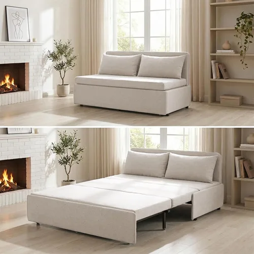 Vista 12 de Mjkone Sofá cama extraíble tamaño individual de 43 pulgadas de ancho con sofá cama extraíble, sofá individual convertible 2 en 1 con almohadas
