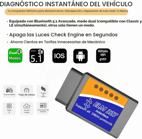 Vista 2 de Herramienta de diagnóstico del adaptador OBDII del lector de código del escáner ELM327 de Bluetooth OBD2