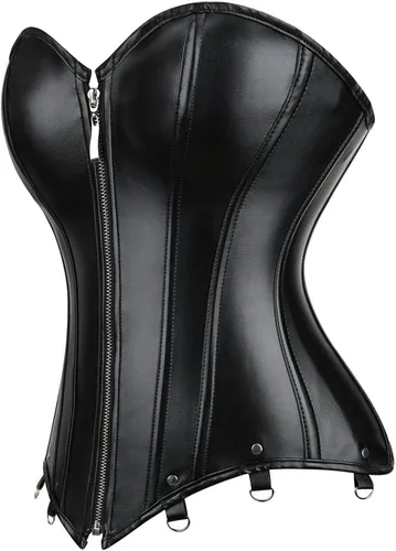 Vista 2 de Kranchungel - Corsé de cuero estilo steampunk para mujer Corsés góticos de cuero sintético para Halloween, disfraz, sesión de fotos para amantes