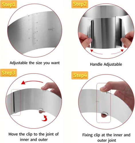 Vista 4 de DATANYA Anillos de Pastel de Mousse Molde Ajustable de 6 a 12 Pulgadas Moldes Redondos de Acero Inoxidable para Hornear Pasteles, Suministros