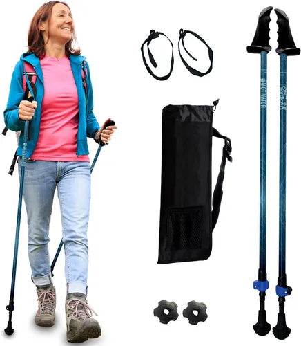 Vista 24 de York Nordic Motivator - Bastones de caminata para equilibrio y rehabilitación - Agarres de estabilidad patentados - Ligeros, ajustables y plegables