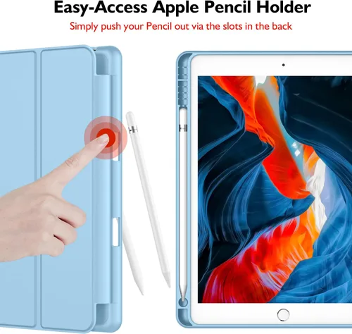 Vista 3 de iMieet - Funda para iPad de 9ª generación 2021/iPad de 8ª generación 2020 de 10.2 pulgadas con soporte para lápices, funda para iPad de 7ª