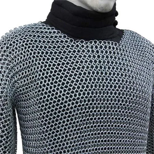 Vista 3 de Conjunto y camisa medieval de malla y armadura Coif