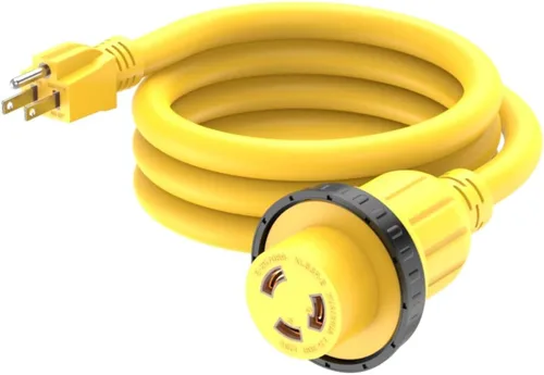 Vista 8 de Cable adaptador marino y RV de 1 pie de 30 amperios a 15 amperios Nema 5