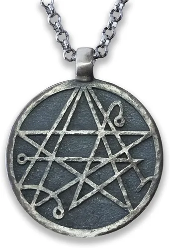 Vista 8 de Baldur Jewelry - Collar con colgante de pulpo de Lovecraft Cthulhu en plata de ley 925, símbolo amarillo, hecho a mano, amuleto de Necronomicum