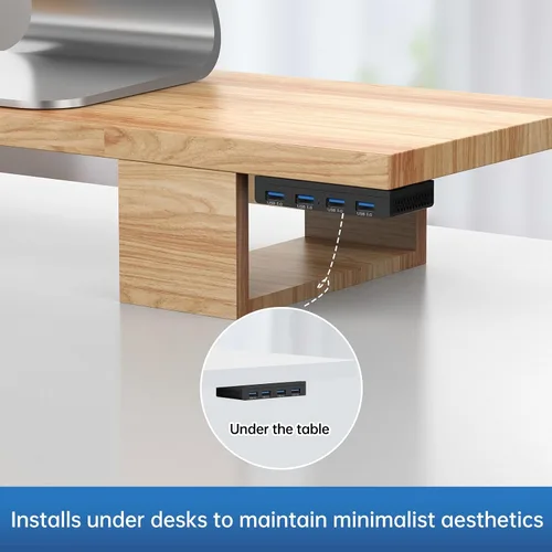 Vista 5 de EJAY Hub USB 3.0 magnético, concentrador USB de 4 puertos con cable de datos de 59 pulgadas, concentrador magnético de resistencia industrial